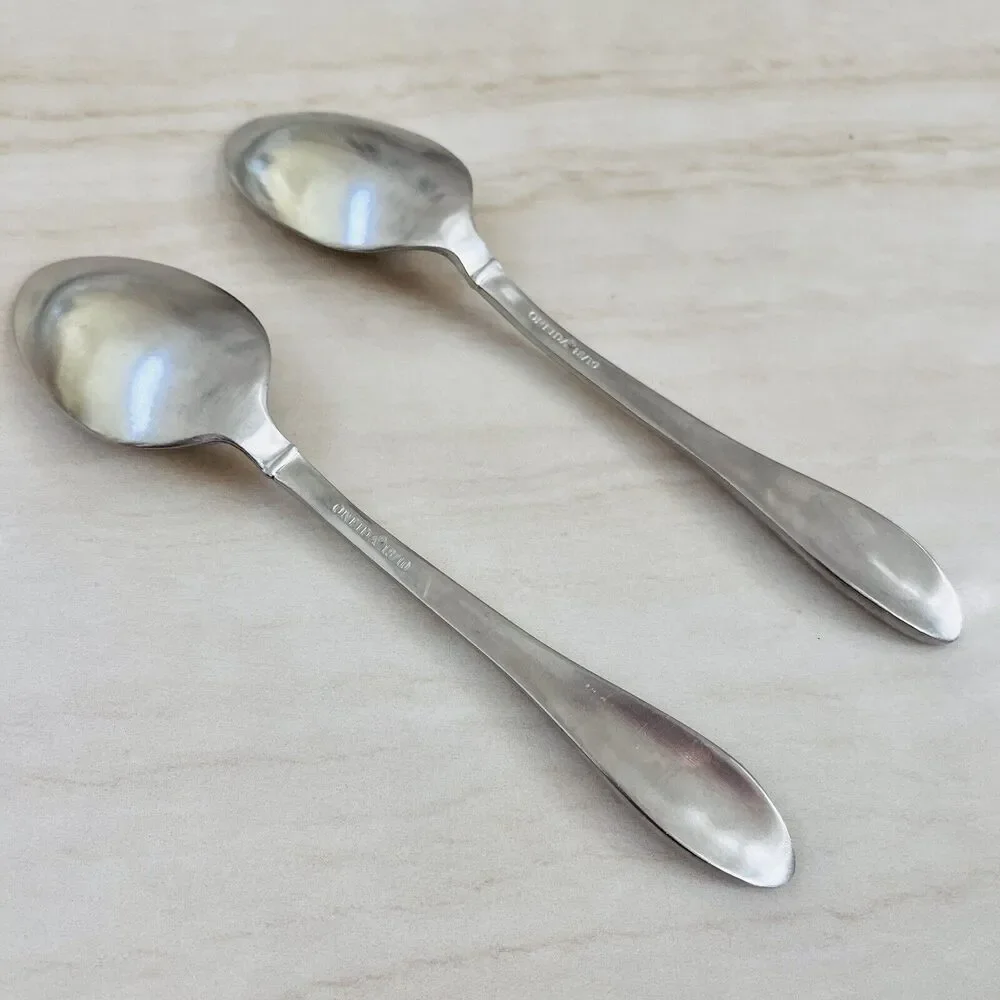 2pc ONEIDA Jackson Soup Spoon 7 in Stainless 18/10 Plain Satin Frost Flatware